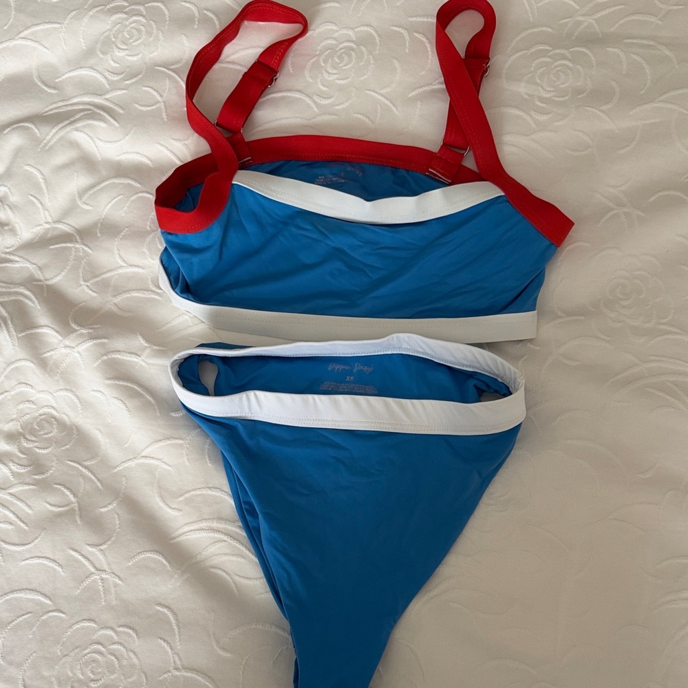 Dippin Daisies Blue and Red Women's Two-Piece Swim Set